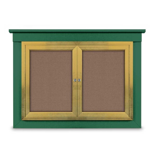 48"x36" 2-Door Enclosed Outdoor Letterboard, Hdr, Green Felt/Bronze